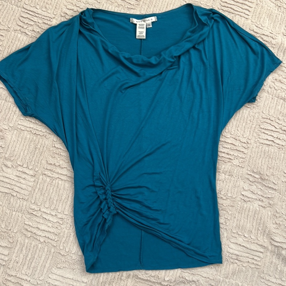 Max Studio short sleeve top blouse teal blue color Size Small